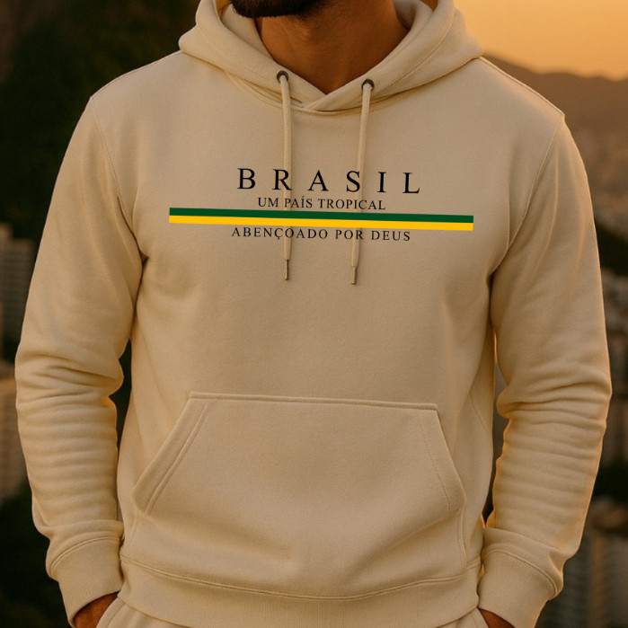 Blusa de Frio Canguru Moletom  Inverno PREMIUM Canguru Estampado BRASIL adulto Não Encolhe Bolso Confortavel