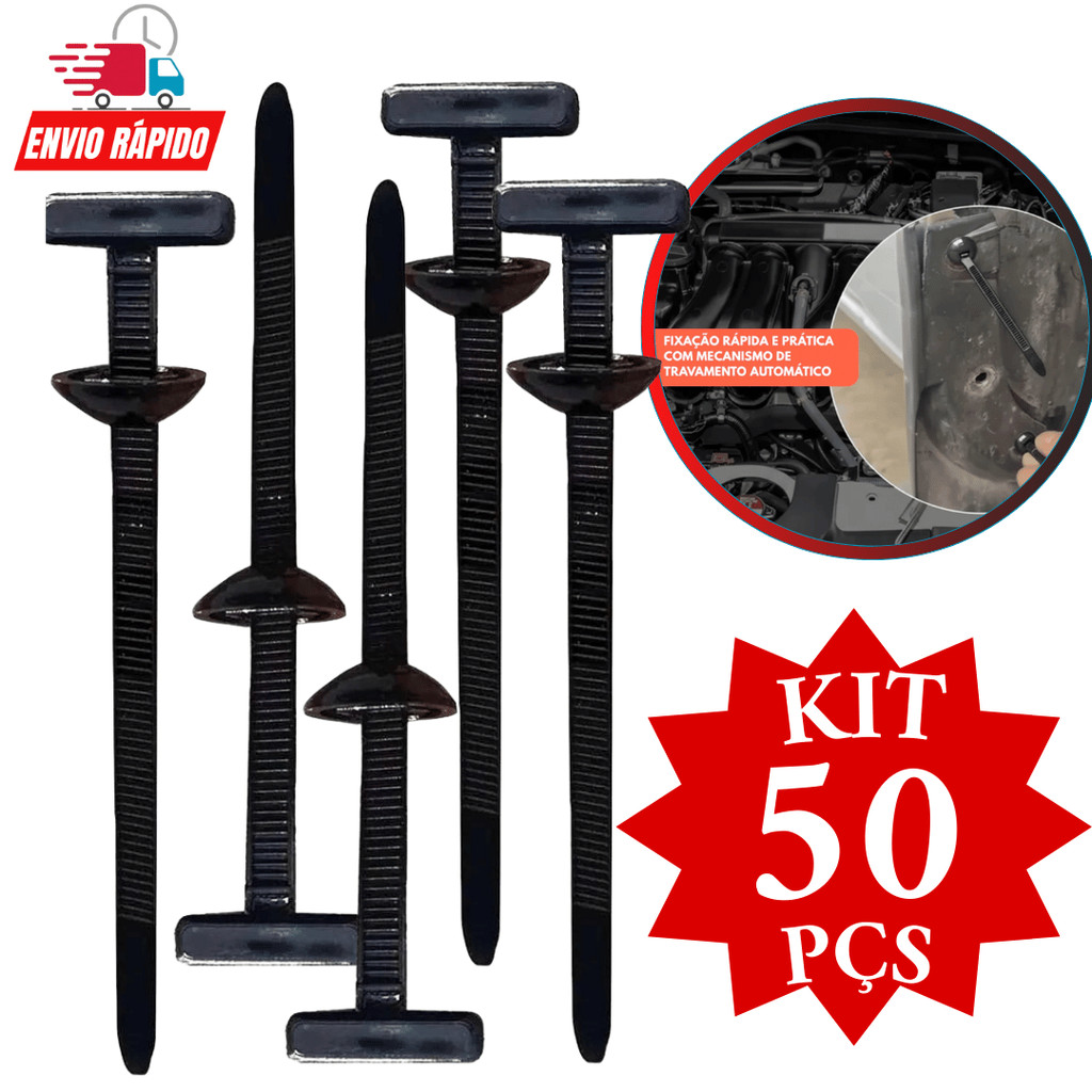 Conjunto Presilhas Abraçadeiras Universal Em T Fixador Chicote Carro Nylon Plug Cinta Automotiva Promoção