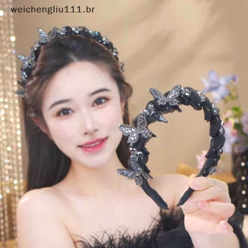 # weicheng Temperamento Elegante Cristal Borboleta Argola De Cabelo Moda Coreana Doce Antiderrapante Festa Casamento Ace