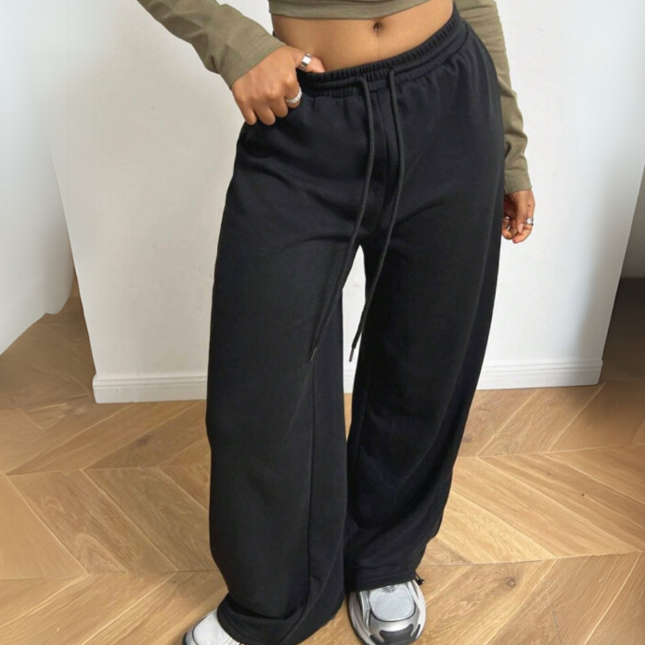 Calça Moletom Modelo Wide leg Despojada Lisa Feminina Casual Treino Hype em Oferta na Shopee