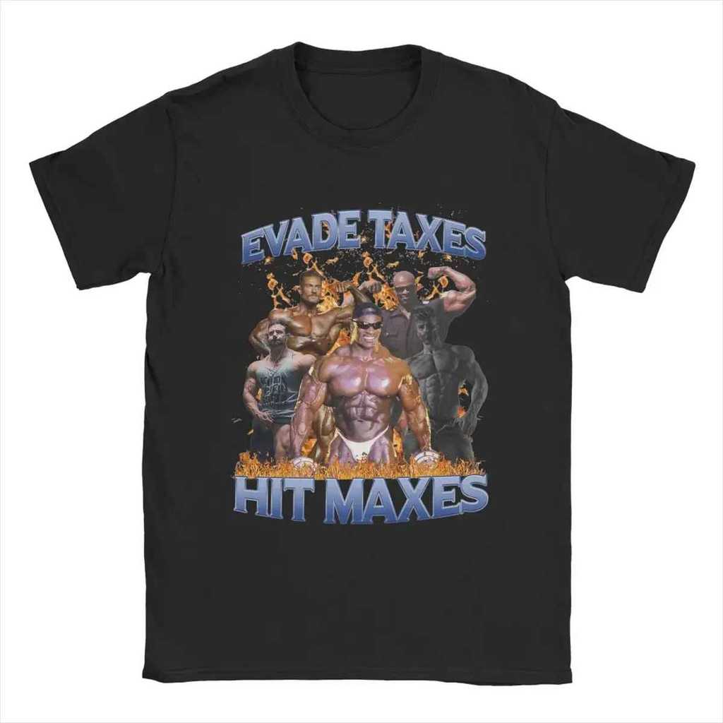 Camiseta Masculina Academia Evade Taxes Lançamento 100% algodão Unissex Plus Size Oversized Premium - Estampaê