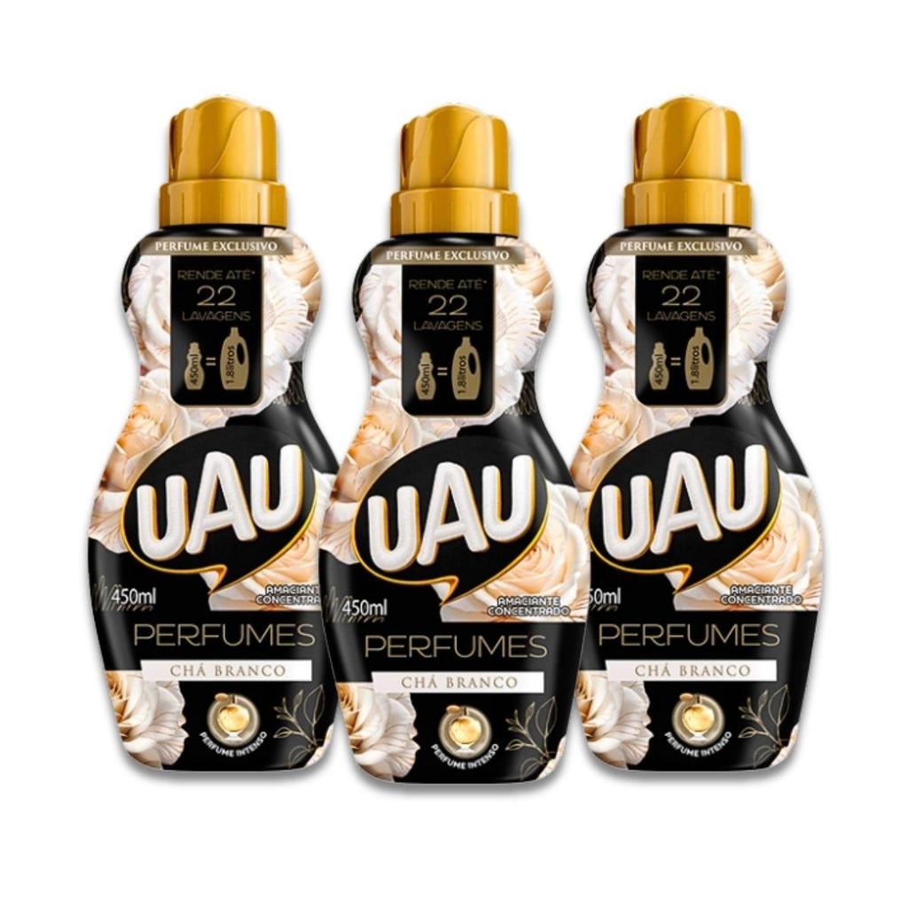 Kit 3un Amaciante Concentrado 450ml UAU Chá Branco em Oferta na Shopee