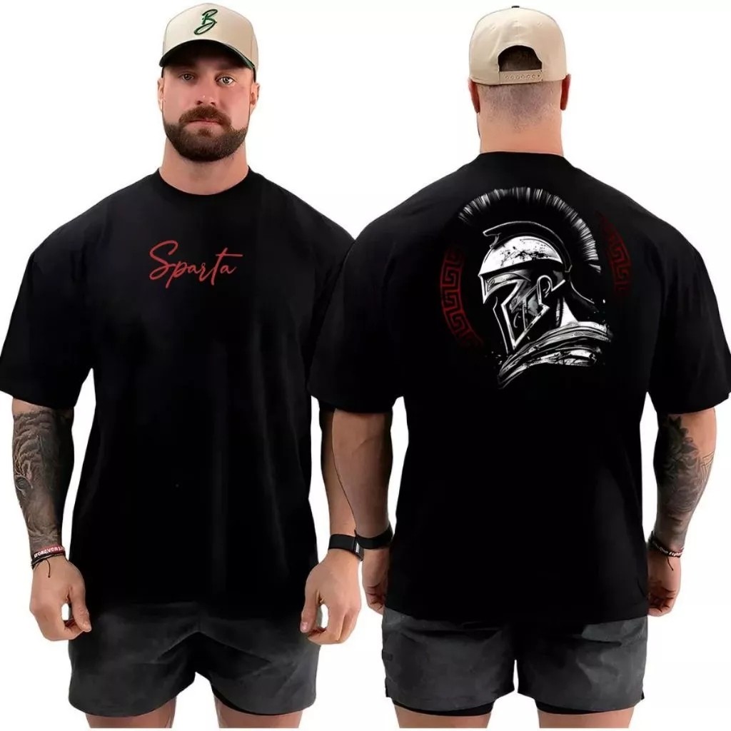 Camiseta Masculina Academia Gladiator Lançamento 100% algodão Unissex Plus Size Oversized Premium - Estampaê