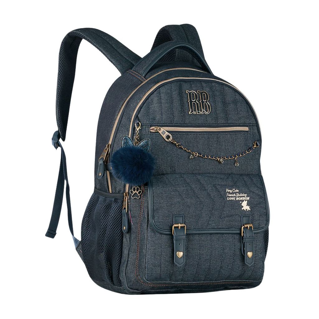 Mochila Costas Rebecca Bonbon Jeans Escolar Juvenil Meninas