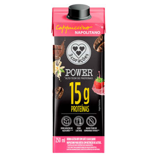 Bebida Láctea 3 Corações Power  Cappuccino Napolitano 15g de Proteínas 250ml em Oferta na Shopee