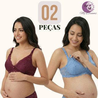 Kit 2 Sutias Amamentação Renda Conforto Sem Bojo Alças Largas Pós-Parto em Oferta na Shopee