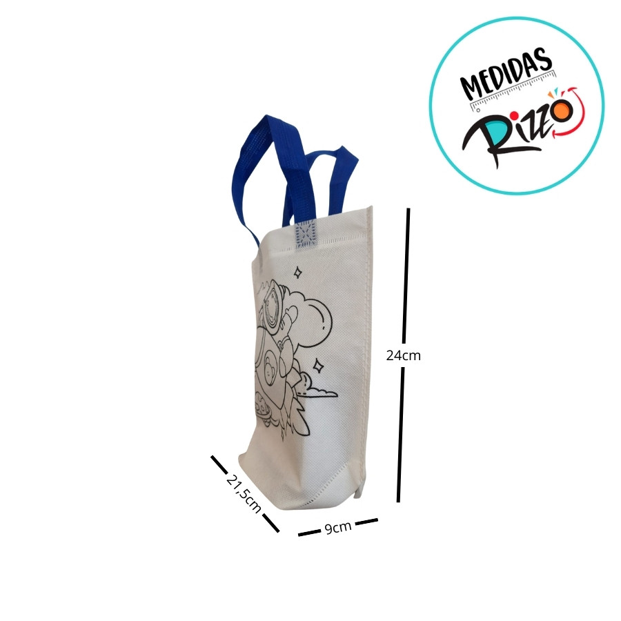 Sacola de Microfibra com Estampa Para Colorir - Foguete - Alça Sortida - 21,5x24x5x9cm - 6 unidades - Rizzo — imagem 2 de 2