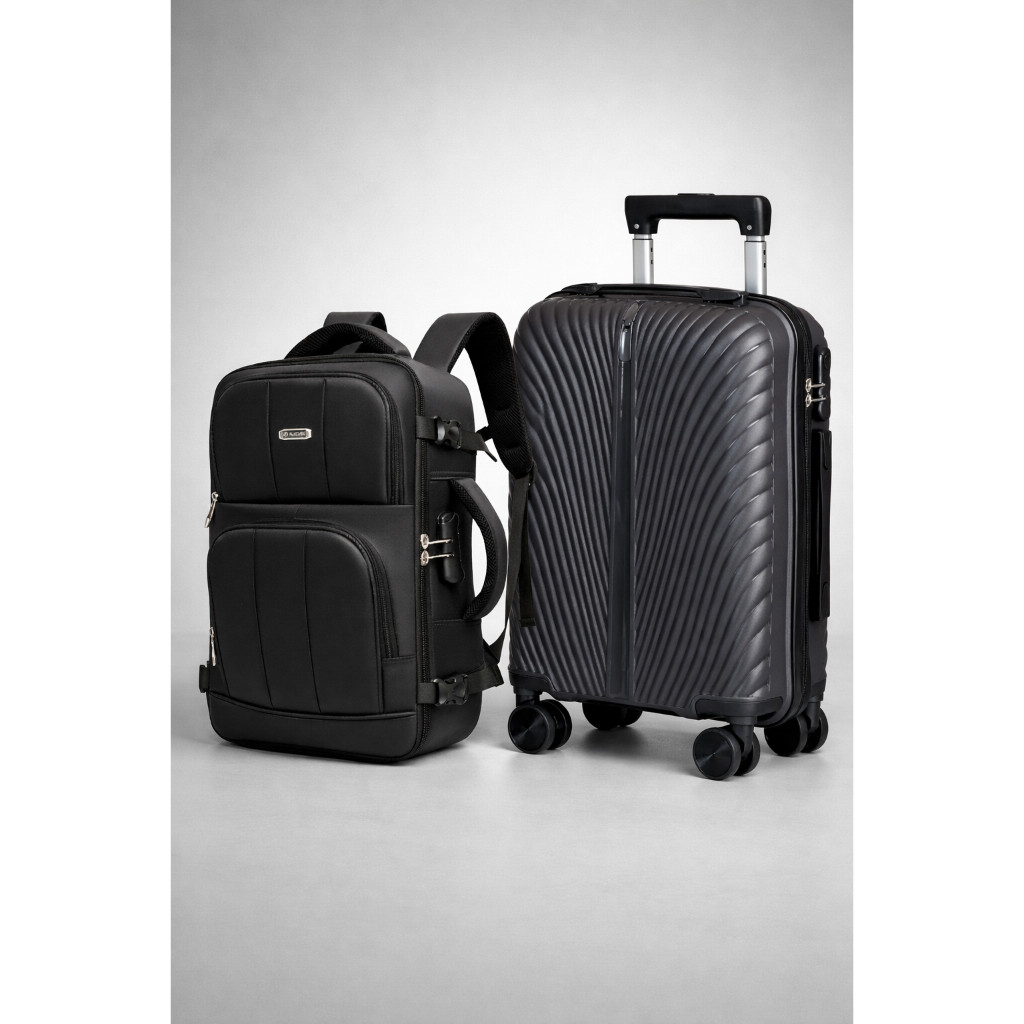 Mala de Viagem 23kg Polipropileno Leve  Kit Mochila Bordo Para Viagem Antifurto Reforçada