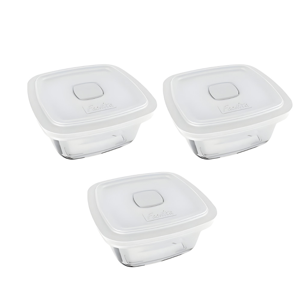 Kit 3 Potes De Vidro 500ml C/ Tampa Cor Branco Facilita Vap Marinex em Oferta na Shopee