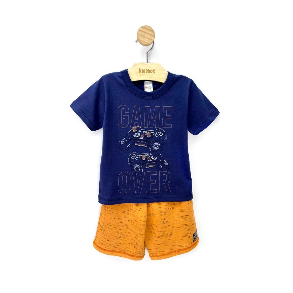 Conjunto Menino Camiseta e Bermuda Moletinho Over - Shuma Kids em Oferta na Shopee
