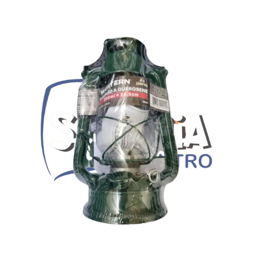 Lampião Lamparina Vintage Querosene Retro Modelo Antigo Cor Verde