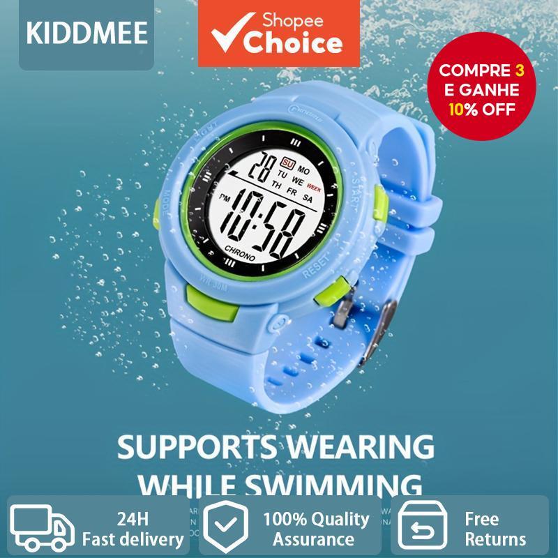 KIDDMEE Relógio Digital Infantil Relógio À Prova D'água para Natação Relógio Esportivo Colorido Relógio de Pulso Jam