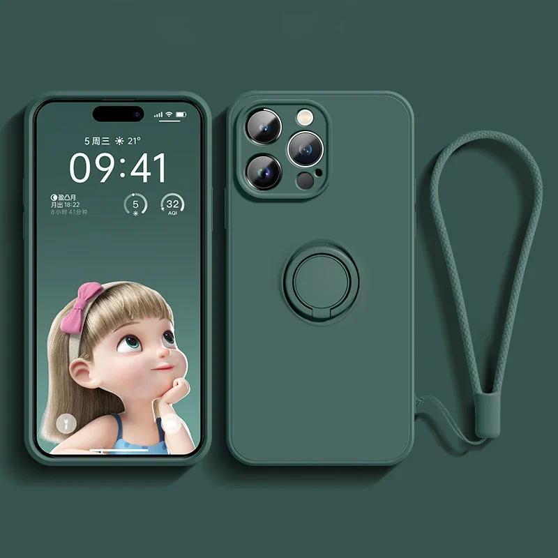 Capa Magnética De Silicone Macio Para iPhone 18 17 Air 16 15 14 Plus 13 12 Mini 11 Pro Max XS XR Completo Com Suporte De