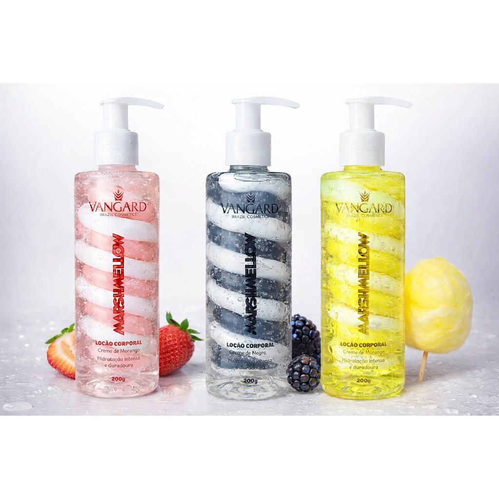 Hidratante Corporal Marshmallow Vangard 200g | Algodão Doce, Morango e Manga Negra em Oferta na Shopee