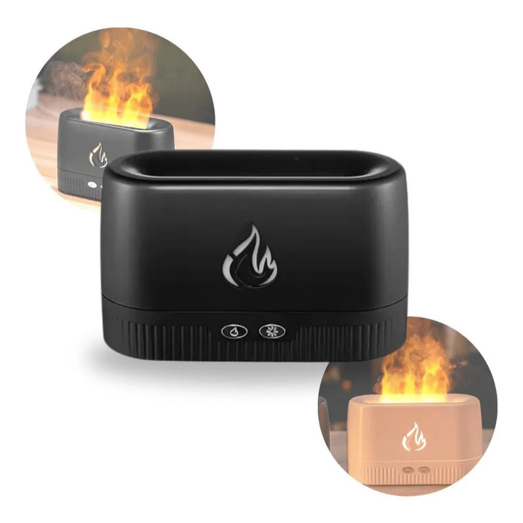 Umidificador Aromatizador Efeito Chama LED 200ml Portátil USB Silencioso em Oferta na Shopee