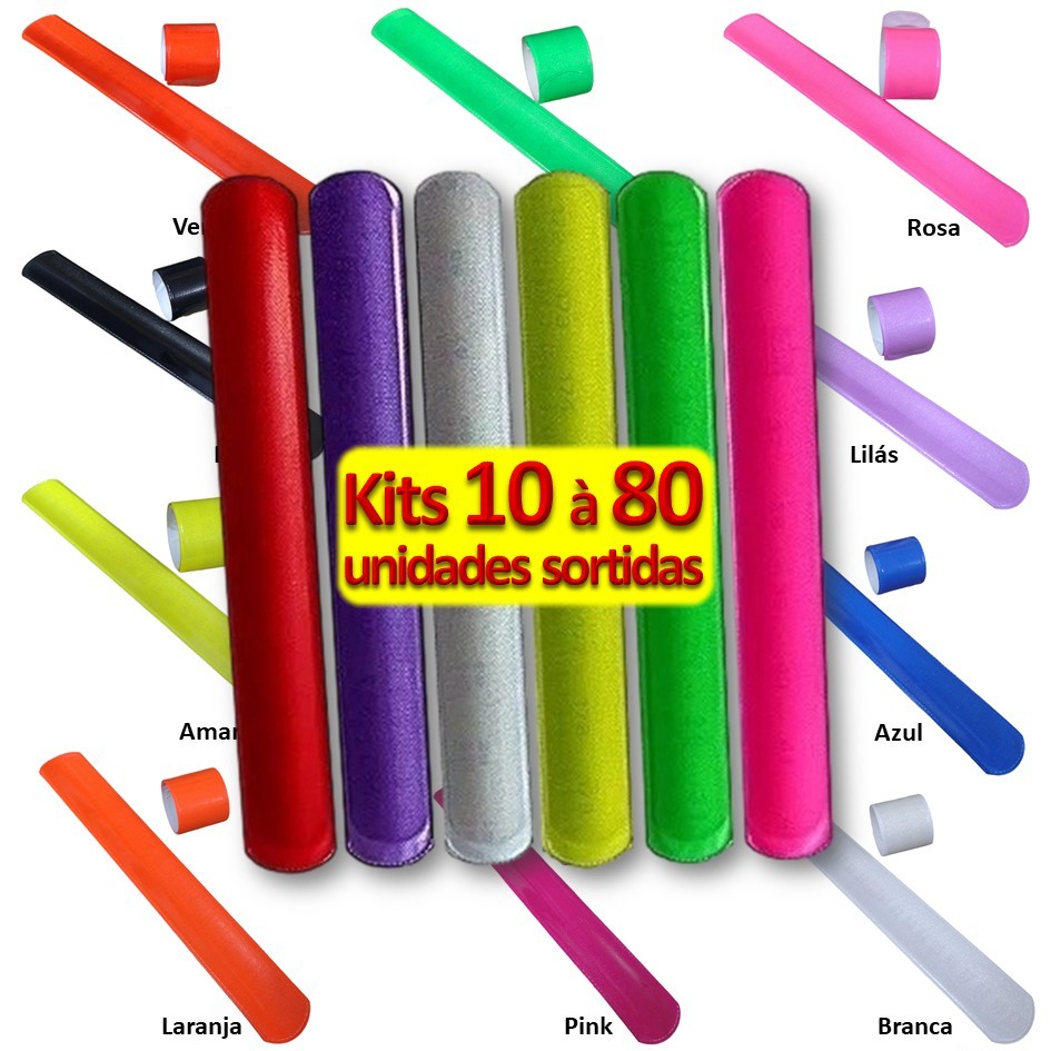Kits 10 à 80 Pulseiras Bate Enrola Cores Sortidas