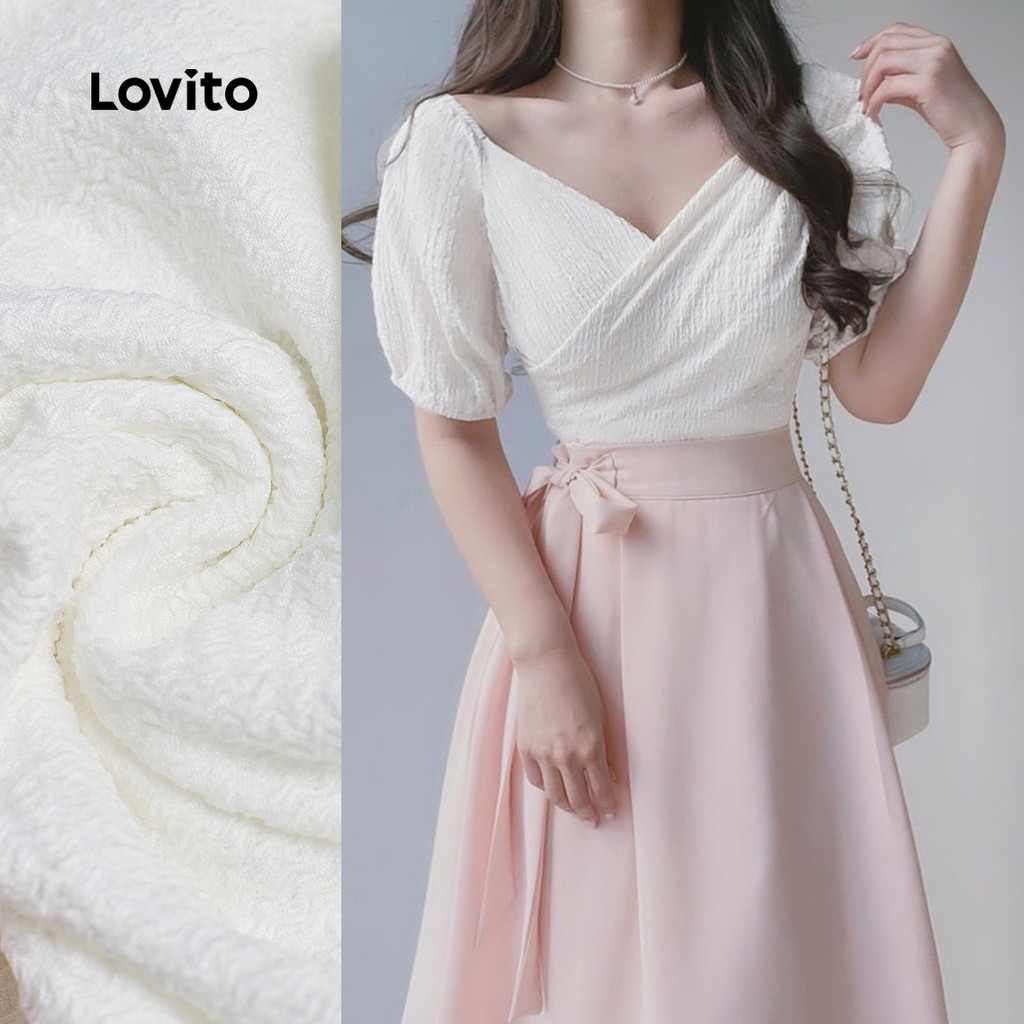 Lovito  Vestido Rosa Casual com Zíper e Costura de Tecido com Cinto para Primavera/verão para mulheres. L172LD1324 em Oferta na Shopee