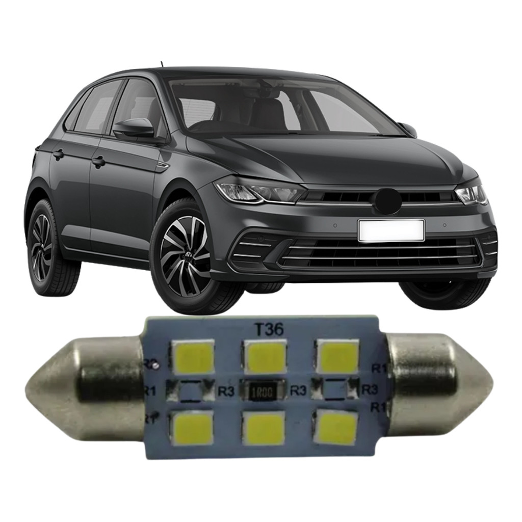 Lampada Led Torpedo Placa/teto/porta Luva Vw Polo 23/25