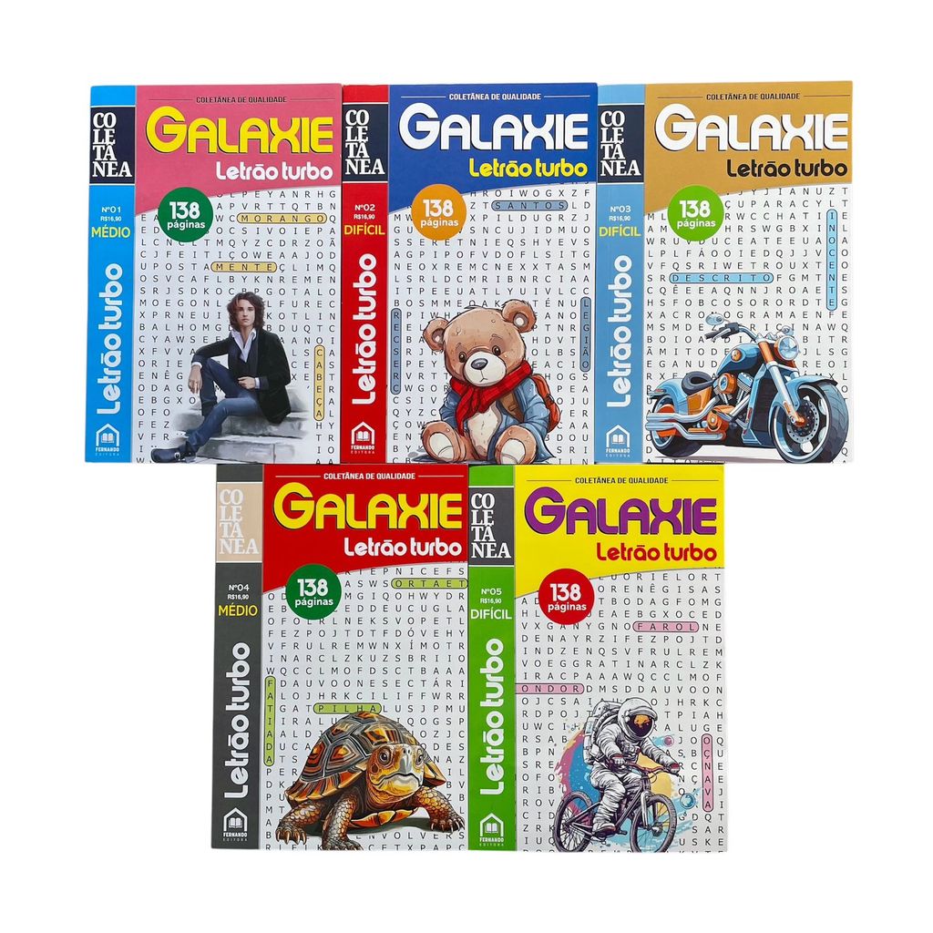 5 Livros Coletânea Galaxie Caça Palavras Letrão Médio E Difícil