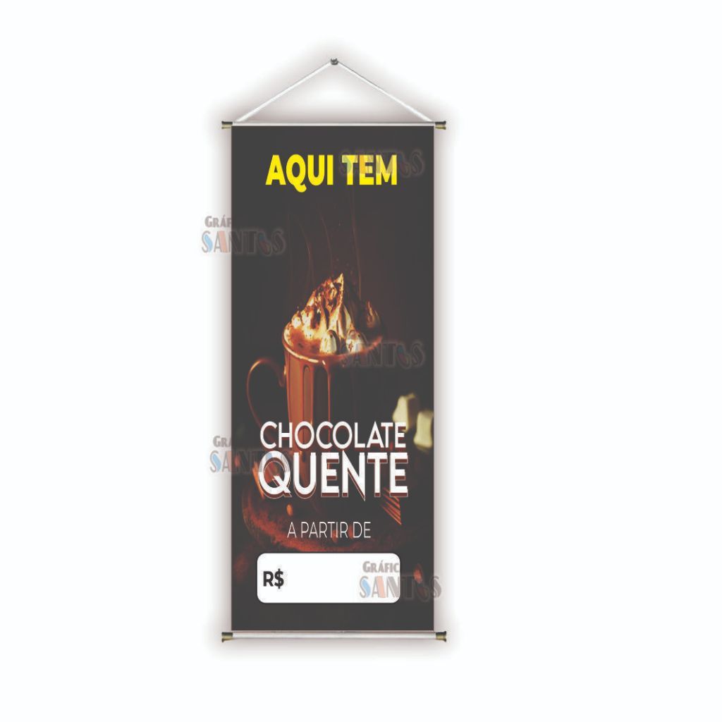 Faixa de banner pronto, tema: (CHOCOLATE QUENTE)  FAA 549  (obs. NÃO HÁ POSSIBILIDADE DE ALTERAÇAO NA ARTE)