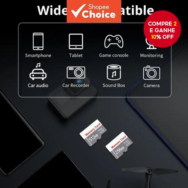 Novo cartão Micro SD 128MB/256MB/512MB - cartão flash TF adequado para câmeras, áudio de carro e vigilância.