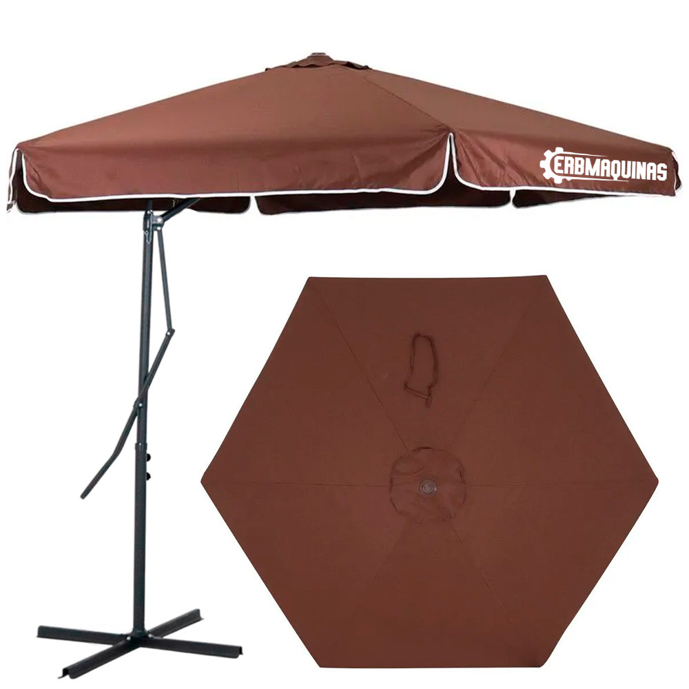 Ombrelone Suspenso Marrom Erb Máquinas Cobertura 3 Metros FPS60 Poliéster Estrutura em Aço em Oferta na Shopee