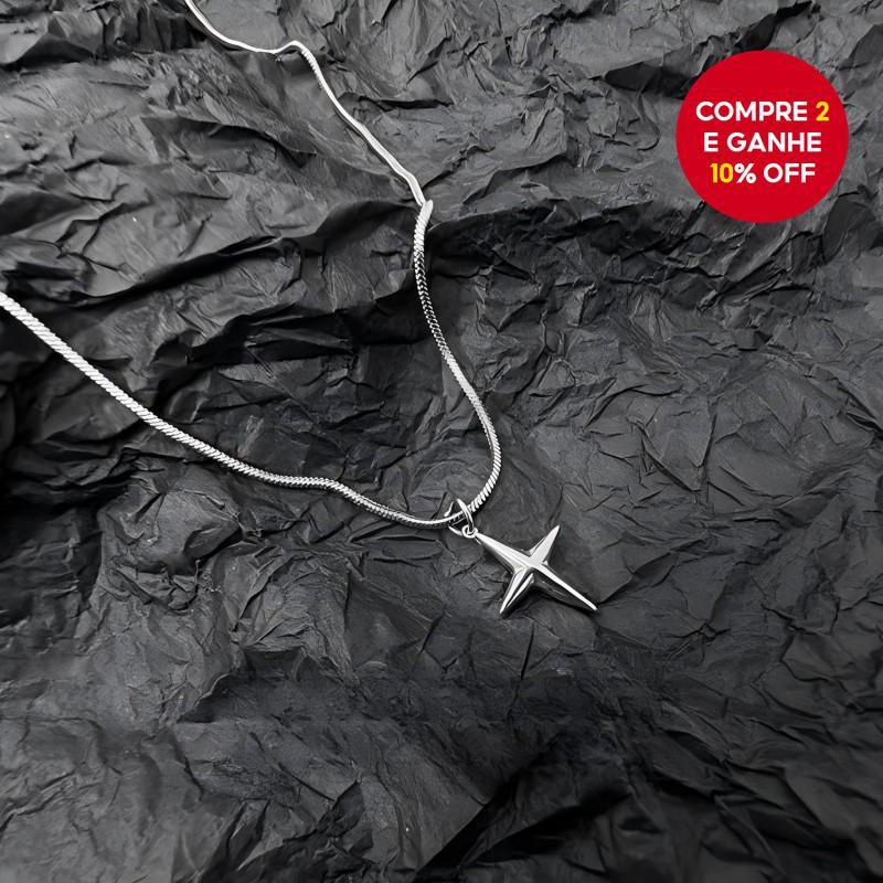 Moda Prata Cruz Pingente Colar Para Homens Mulheres Unissex Estrela Jóias Presente