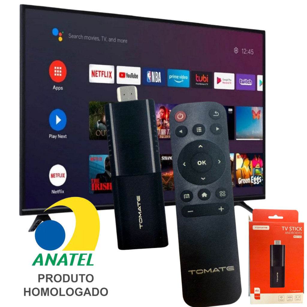 NOVO FIRE STICK TV TOMATE LE-4000 WIFI 5G 2.4 ANDROID TV em Oferta na Shopee