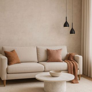 Papel de Parede Adesivo Cimento queimado 02  Fundo Bege, Rosado e acinzentado - 0,50cm largura em Oferta na Shopee