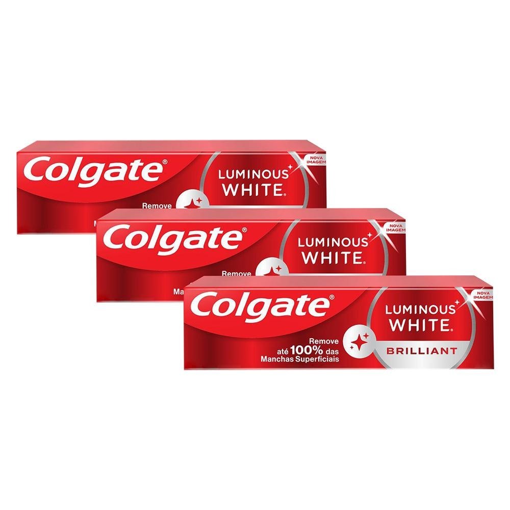 Kit com 3 Cremes Dentais Colgate Luminous White Brilliant 70g _ Original em Oferta na Shopee
