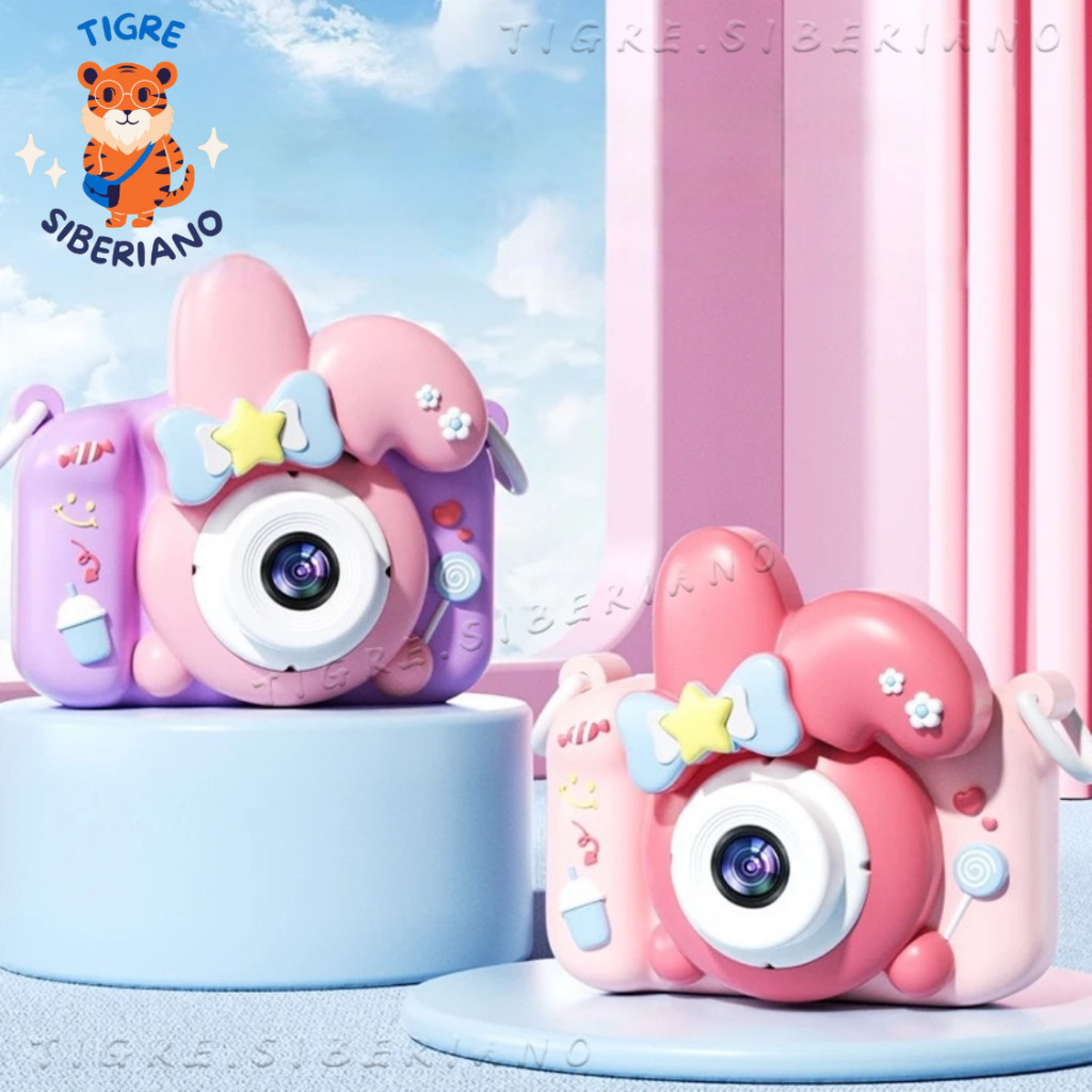 Nova Câmera Infantil HD Com Frontal E Traseira Dupla , Capa Protetora Melody/Unicórnio , Mini Recarregável