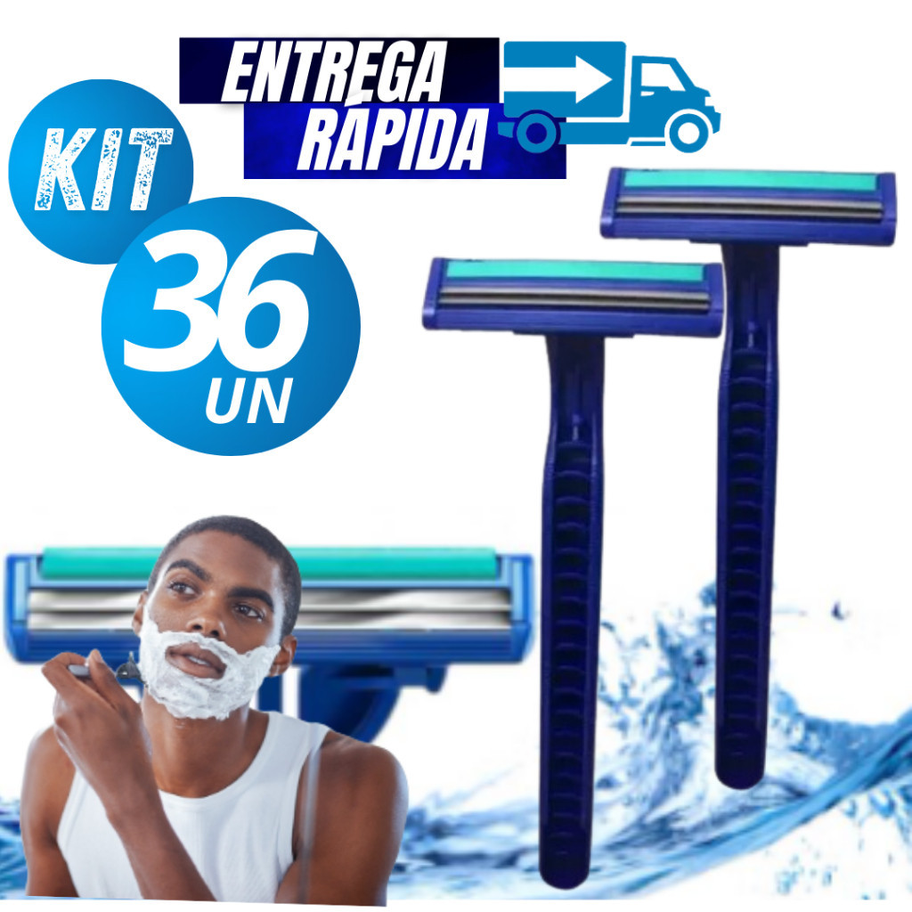 Conjunto Kit Com 24/18/12/6  Barbeador Descartável Prestobarba Aparelho de Barbear 3 Lâminas Com Fita Lubrificante
