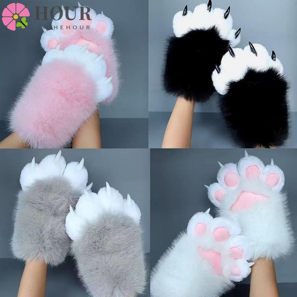 Hora Cosplay Luvas De Gato , Garra De Desenho Animado Squeaking , Pelúcia Engrossar Animal Peludo Adereços em Oferta na Shopee