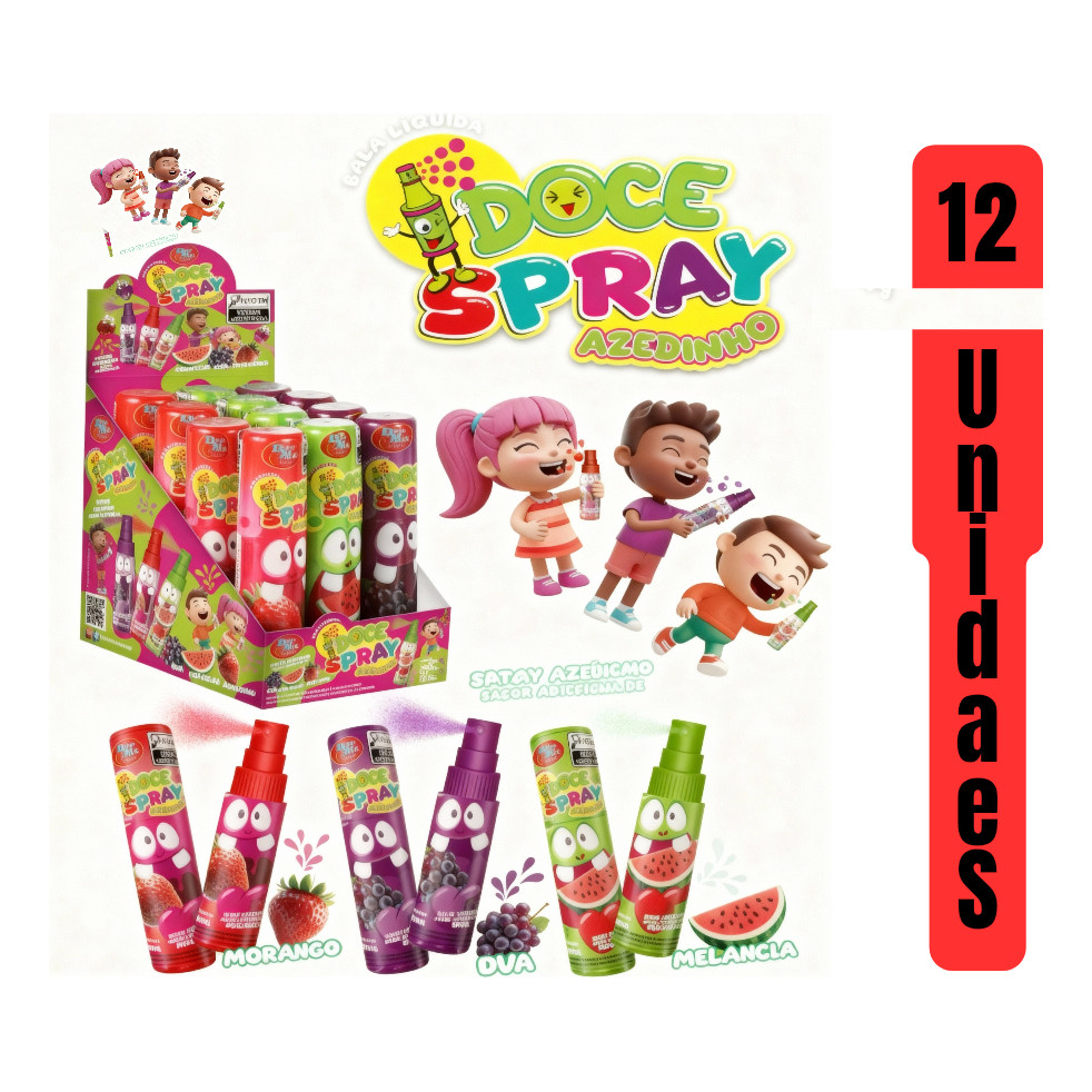 Bala Líquida Spray Azedinha Spray Doce Candy Sortidas C/12un