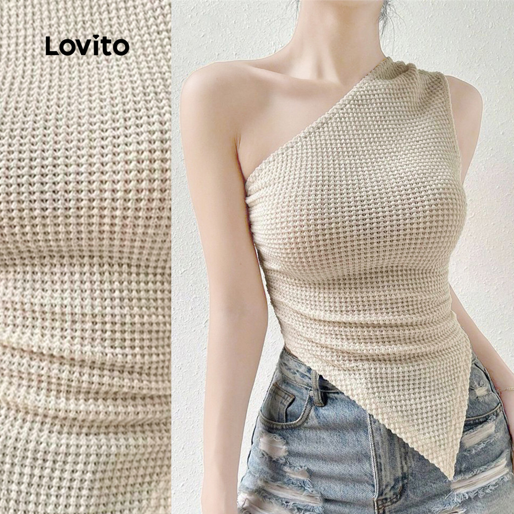 Lovito Blusa Casual Assimétrica Cor Damasco Para Primavera/verão Feminina LNE117036