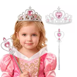 Kit Coroa e Varinha Magica Acessórios pra Fantasia de Princesas