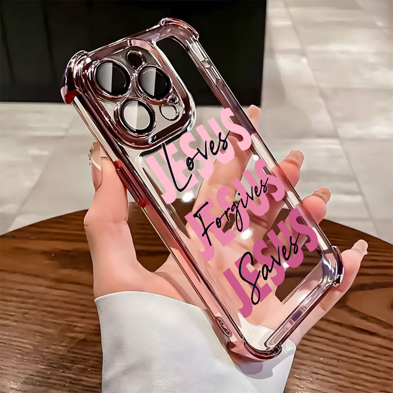 Rosa Jesus Capa Capinha Para iPhone 16 15 14 Plus 13 12 11 Pro Max 2 Em 1 Design Anti-Queda De Quatro Cantos Fosco Luxo em Oferta na Shopee