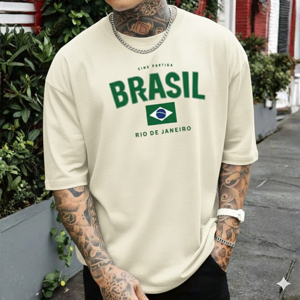 Camiseta Oversized Unissex Estampa Brasil Futebol Copa 2026 Confortável Blusa