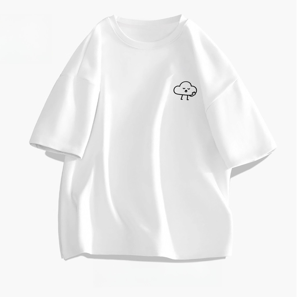 [Camiseta Premium Algodão Puro]LA Tshirt|Angry Cloud Print |Black Line Drawing Of Cloud With Fist Gesture Design
