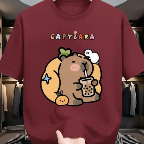 Camiseta  Estampada Capivara Algodão Casual Academia Treino Confortável