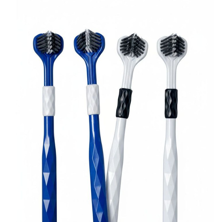 Kit com 4 Escovas De Dentes 3 Lados - Limpeza Profunda Cerdas Macias