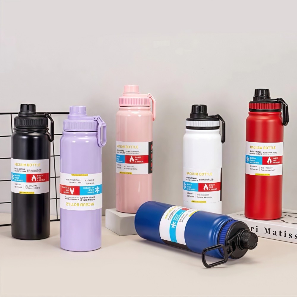 Garrafa térmica com capa protetora de silicone,copo de água para esportes estudantes 600ml