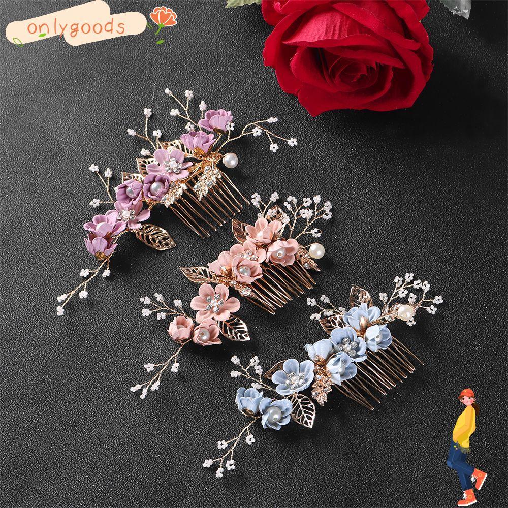 ONLY Fashion Beautiful Wedding Romantic Bridesmaid Hair Jewelry Crystal Crown Flower Hair Pin Hair Combs/Multicolor em Oferta na Shopee