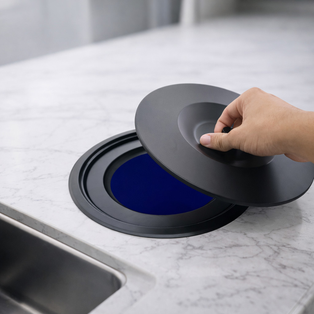 Lixeira De Embutir Pia Bancada 8 Litros Aço Inox Preta Black