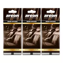 Kit 3 Aromatizante Automotivo Leather Interior Areon Marrom