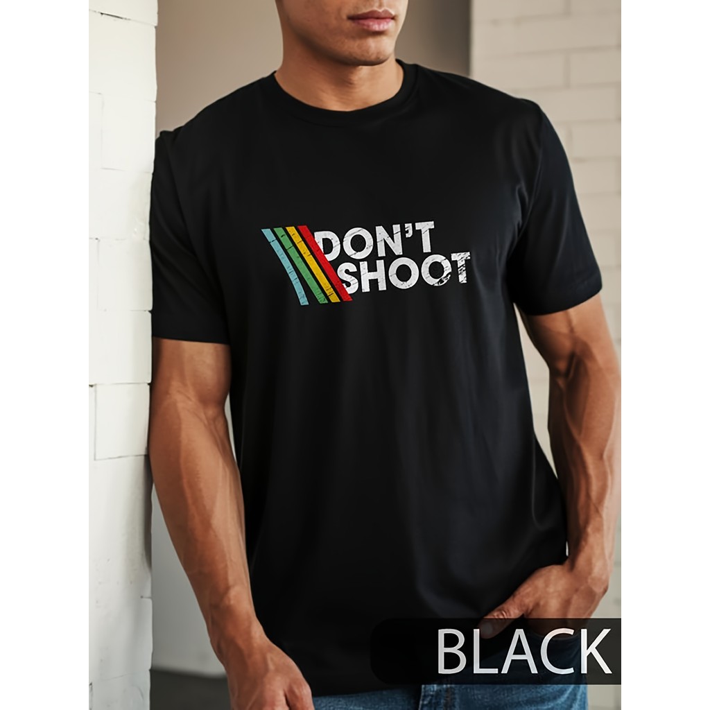 Camiseta T-shirt Algodão Camiseta Unisex Don't Shoot Game Arcade Satírica Distressed Retro Gamer Confortável Divertida A