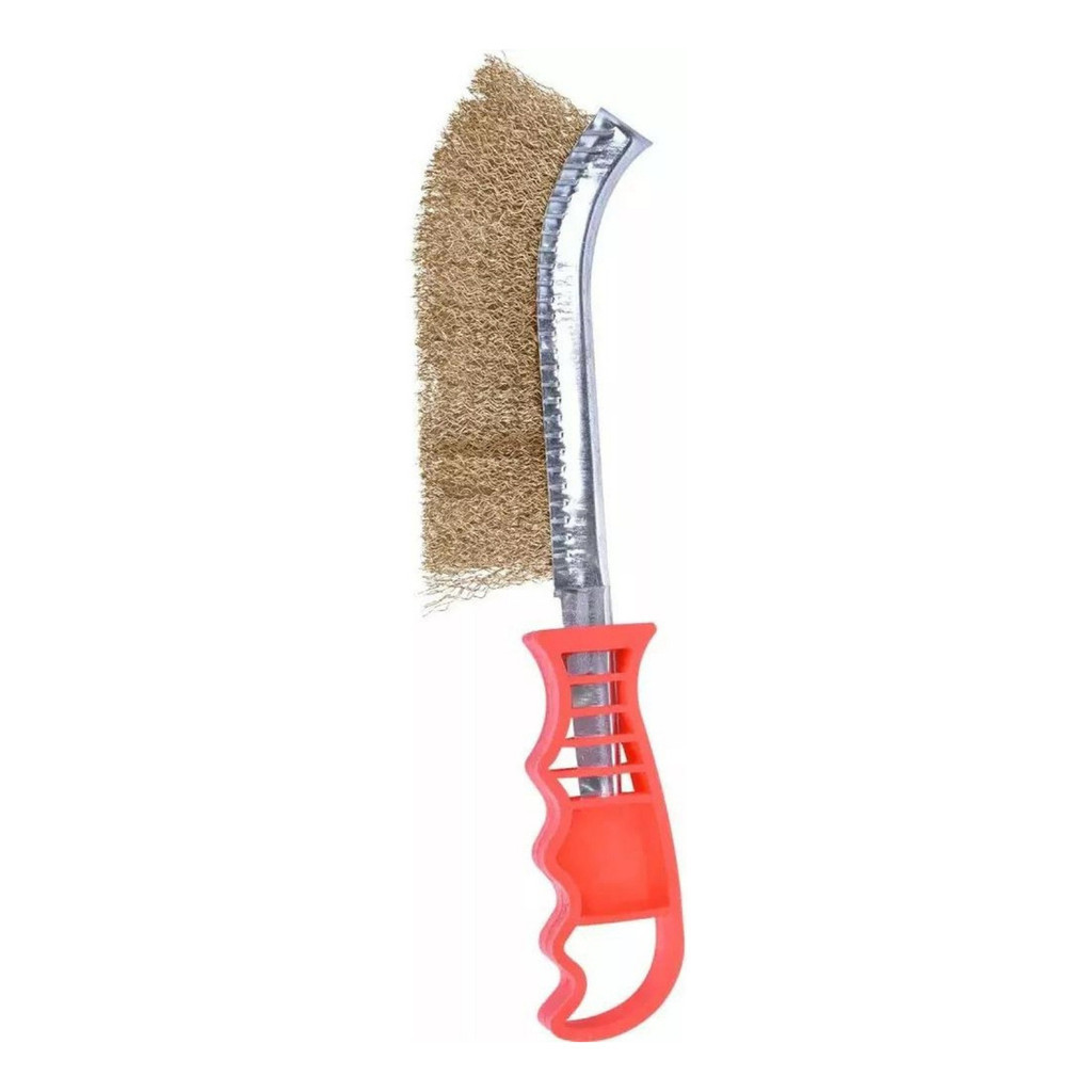 Escova Manual De Aço Latonado Com Cabo De Plástico Limpeza pesada Churrasqueira