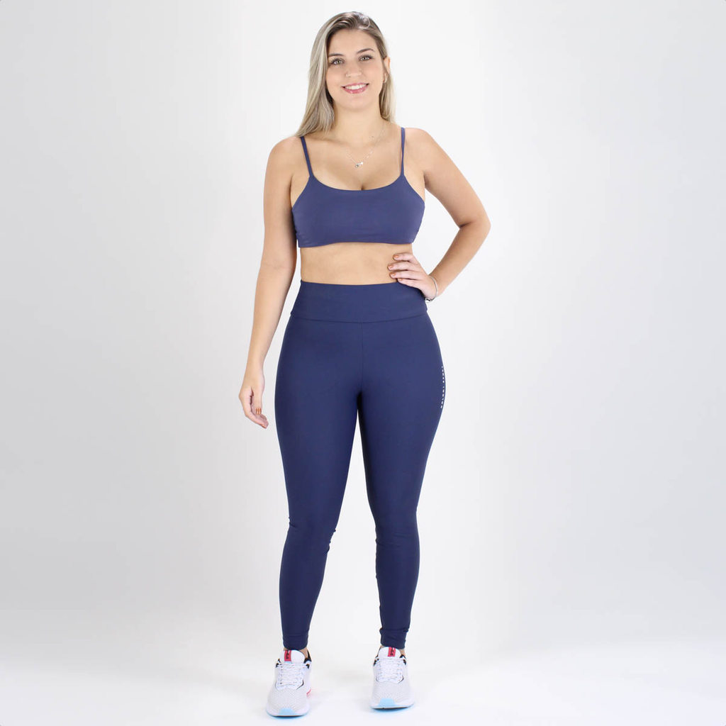 Calça Legging Colcci Sport Perfect Fit Logo Azul Escuro - Feminino