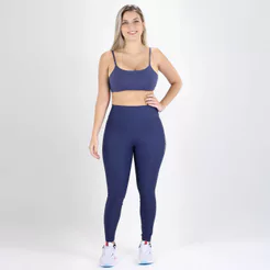 Calça Legging Colcci Sport Perfect Fit Logo Azul Escuro - Feminino