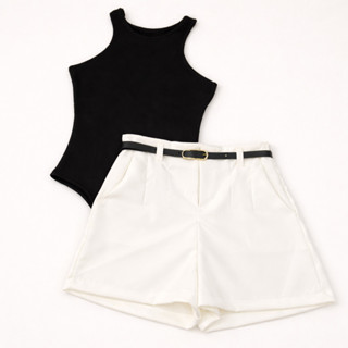 Conjunto Body Regata + Short Alfaiataria Com Cinto - ENVIO IMEDIATOO!!! em Oferta na Shopee